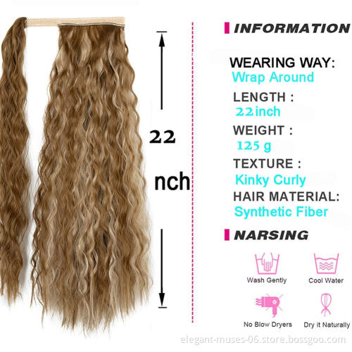 Wholesale Ponytails Widen Long Wavy Synthetic Ponytail Hair Extensions for Black Women Wrap Around Ponytail